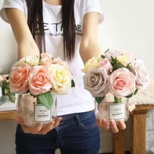 Rose Bouquet Tám hoa nhà sản xuất nhân tạo trang trí nhà đám cưới dẫn đường tường hoa cầm hoa hoa giả DY1-1893 Cầm hoa