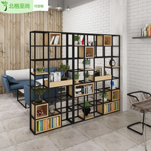 Kệ sắt sàn phòng khách đồ nội thất vách ngăn văn phòng gỗ rắn đơn giản kệ sách trưng bày đơn giản Tủ sách