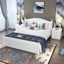 Nhà máy bán buôn đơn giản giường gỗ đôi đơn giản 1,8 m giường người lớn thông giường đơn 1,5m thời trang giường trắng Giường