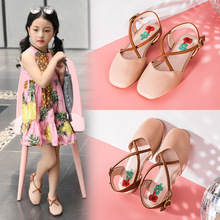 2019 mới cô gái retro thời trang chéo với giày bà ngoại đơn giản Baotou nhà sản xuất giày trẻ em lớn bán buôn Dép trẻ em