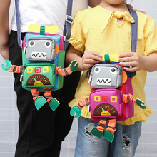 Mới lớn trẻ em robot phim hoạt hình cậu bé sứ giả túi màu cô gái nhỏ vai túi điện thoại di động Túi messenger cho trẻ em