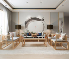Mới kết hợp sofa gỗ Trung Quốc hiện đại theo phong cách Trung Quốc log Zen sofa B & B clubhouse nội thất tùy chỉnh Sofa gỗ