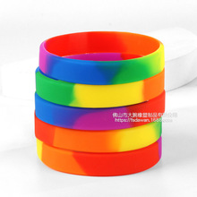 Rainbow nhiều màu cổ tay ban nhạc trống tay vòng phân khúc vòng tay swatch 12MM rộng hẹp silicone mềm vòng đeo tay Vòng tay