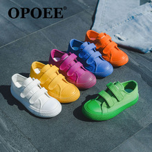 Giày trẻ em OPOEE 2019 mùa xuân phiên bản mới của Hàn Quốc màu kẹo xu hướng giày trẻ em giày vải thông thường 5001 Giày vải trẻ em