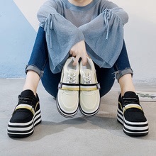 Mùa thu đông 2019 Giày nữ mới đế dày tăng đế giày đế bệt buộc dây phiên bản Hàn Quốc của giày đơn nữ thủy triều hoang dã Giày cao