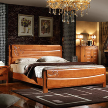 Trung Quốc gỗ rắn giường gỗ sồi giường đơn giường gỗ rắn giường đôi 1,5 m cao 1,8 m hộp lưu trữ ngăn kéo đôi Giường trẻ em