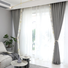 Tuỳ chỉnh tối giản hiện đại theo phong cách Scandinavian xám rèm cửa khâu phòng khách lint vải lanh phòng ngủ màu rèm vải Rèm đơn giản