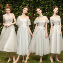 Phiên bản Hàn Quốc của trang phục phù dâu nhóm màu xám bạc trong phần dài 2019 tiệc xuân mới thon gọn váy dạ hội nữ Đám cưới sườn xám