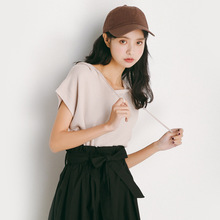 Một thế hệ quần áo của phụ nữ 19 năm mùa hè Áo phông mới của phụ nữ Áo len nữ ngắn tay Nhật Bản Áo len trùm đầu