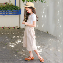 Quần yếm mùa hè cho bé gái rộng rãi kiểu quần ống rộng cho bé mẫu 2019 phiên bản Hàn Quốc của nhà sản xuất quần cotton dành cho trẻ em Quần yếm