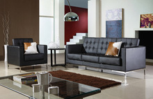 Sofa da 123 kết hợp đơn giản kinh doanh hiện đại giản dị tiếp khách sofa văn phòng ba người Florence Sofa da nghệ thuật
