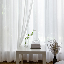 sợi chéo màn hình màu có thể zero phòng khách hiện đại nhỏ gọn lanh phòng ngủ đơn giản màn hình gạc trắng Bắc Âu cắt Rèm đơn giản