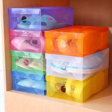 Dày kẹo màu nhựa có thể gập lại hộp giày ngăn kéo trang giày giày nữ lưu trữ hộp tinh thể rõ ràng Hộp lưu trữ