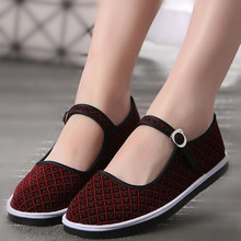 Giày vải Bắc Kinh cổ điển Giày đai đen Giày bà già màu xanh lá cây Lưới màu xanh lá cây Giày lưới màu đỏ Giày nữ