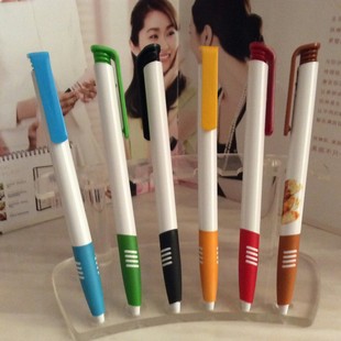 厂家按动油笔批发 塑料壳圆珠笔 简易礼品广告笔定制可印刷 LOGO