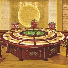 Nhà máy trực tiếp hiện đại Trung Quốc bàn tròn lớn khách sạn bàn tròn lớn bàn xoay điện rắn gỗ tròn bàn tùy chỉnh Bàn ăn