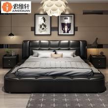 Giường da 1,8 m giường đôi giường cưới chính phòng ngủ hiện đại tối giản giường da mềm mại giường mềm 2 m 2,2 m Giường da nghệ thuật