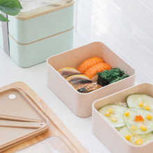 hộp mì rơm sinh Bộ đồ ăn Nhật vuông hộp ăn trưa nhựa hộp ăn trưa sushi đôi hộp ăn trưa Hộp chiên, hộp ăn trưa