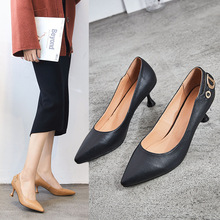 Giày nữ cao gót đẹp với phiên bản Hàn Quốc hoang dã 2019 mới màu đen chuyên nghiệp Giày da nữ cao gót một thế hệ Giày cao gót