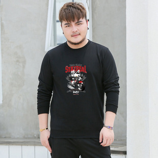 胖子5xl-8xl加大码男装秋季男式运动卫衣打底时尚印花衣服潮牌