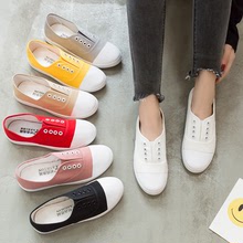 2019 giày đế thấp mới cho sinh viên giày đế bằng một đôi giày lười giày nhỏ màu trắng một thế hệ Giày vải nữ