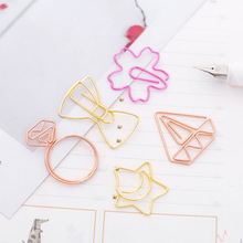 Dễ thương phim hoạt hình bookmark giấy clip vàng hồng clip pin Kim loại đơn giản sáng tạo thư mục bookmark sinh viên Hoa hồng mô phỏng
