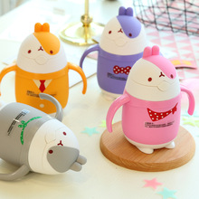 Phiên bản tiếng Hàn của củ cải thỏ thủy tinh xử lý cốc sippy cốc trẻ em cốc hoạt hình sáng tạo quà tặng nhiệt độ cao nhà máy tùy chỉnh Cốc rơm