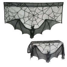 mô hình tại chỗ nổ Halloween bếp mạng nhện khăn dơi ren đen bức màn rèm cửa bếp nhỏ khăn Halloween Rèm / rèm