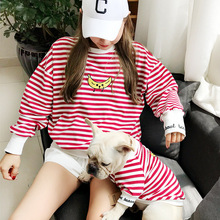 2019 mùa xuân và mùa thu mới chó Hàn Quốc áo len mèo Teddy vật nuôi nhỏ quần áo chó trưởng thành cha mẹ sọc cài đặt Trang phục chó