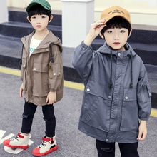 Áo khoác cho bé trai mới 2019 mùa xuân Sản phẩm mới cho bé trai Phiên bản Hàn Quốc của áo gió bé trai trùm đầu được gửi đi Áo gió