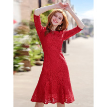 Xuân 2019 thương hiệu mới của phụ nữ đầm ren đỏ ngọt ngào tự nhiên váy đuôi cá nữ 68037 Váy đuôi cá