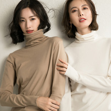 Thu đông 2018 mới áo len cổ cao cọc cọc cổ áo màu rắn chạm đáy áo thun áo len phiên bản Hàn Quốc Áo len cao cổ