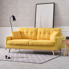 Sofa cao su Bắc Âu Sofa đơn và đôi ba vị trí có thể tháo rời và có thể giặt được Căn hộ nhỏ bằng gỗ rắn xuống sofa Sofa vải