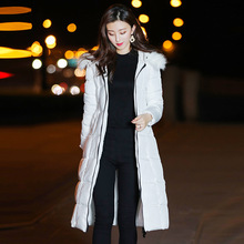 Áo cotton nữ cộng với phần dài 2018 thu đông mới cổ áo lông thú mới phiên bản Hàn Quốc rộng rãi trên đầu gối quần áo cotton dày của phụ nữ M01 Áo khoác cotton nữ