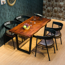 Bàn ghế sắt rèn không thường xuyên của Mỹ Bàn ăn và ghế kết hợp hộ gia đình gỗ rắn đồ nội thất ghế phòng ăn bốn người Bàn ăn