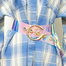 Hàn Quốc giản dị hoang dã đai nhựa kim loại khóa trong suốt màu rộng vành đai phụ nữ trang trí váy tráng Pin khóa thắt lưng