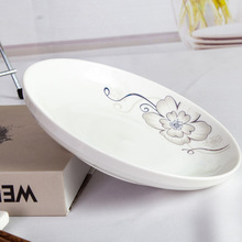 Jingdezhen nhà sản xuất bộ đồ ăn gốm bán buôn Logo 7 inch hộ gia đình gốm quà khay đĩa có thể được tùy chỉnh Bộ dao kéo