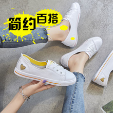 Xuân 2018 phiên bản mới của Hàn Quốc của đôi giày nông miệng nhỏ Giày da ren trắng Giày đế mềm Fu Fu giày đế mềm Giày đế bệt nữ