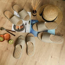 Đôi giày cao gót Malan cỏ lanh dép mùa hè trong nhà sàn gỗ chống trượt giày câm nhà chống nước kích thước lớn Dép vải