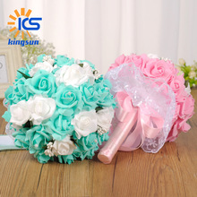 Các cô dâu mới châu Âu và Mỹ nắm giữ bouquet kết hôn bó hoa cưới cầm hoa bóng prop mô phỏng cung cấp đám cưới bán buôn Cầm hoa