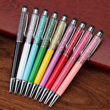 Pha lê bút kim cương chữ viết điện dung bút rhinestone bút quà tặng màn hình cảm ứng bút kim loại bút bi nhiều màu LOGO tùy chỉnh Bút bi