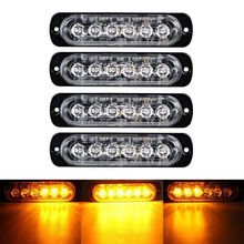 Một chiếc xe bán tải nhẹ nhấp nháy ánh sáng nhấp nháy ánh sáng 6 LED siêu mỏng bên nhẹ 12V-24V 18W màu vàng Đèn nhấp nháy