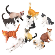 Mô hình mèo mô phỏng thiết lập chơi mèo con mô hình mèo giả đồ trang trí động vật mèo con đồ chơi màu đen và trắng Mô hình mô phỏng
