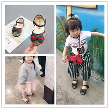 Mùa hè 2018 mới sandal nơ lớn cho bé gái Baotou vừa và nhỏ bé công chúa ngọt ngào Dép trẻ em