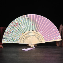 lụa mùa hè gấp quạt theo phong cách Trung Quốc gấp quạt múa quạt cổ nhỏ anh đào Nhật Bản fan nữ Taobao cung cấp Phong cách truyền thống