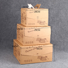 Nhà sản xuất bán buôn sáng tạo hộp di động trong suốt 16 inch hộp bánh giấy kraft thực phẩm bao bì carton tùy chỉnh LOGO Khay di động
