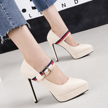 2759-10 Thời trang Hàn Quốc mũi nhọn miệng cao gót hộp đêm gợi cảm nền tảng không thấm nước nữ giày đơn nữ giày một hình Giày cao gót