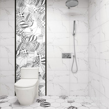 Bắc Âu có gạch hình lục giác gạch hình lục giác màu đen và trắng phòng ăn phòng khách nhà bếp phòng tắm phòng tắm gạch chống trượt tường Gạch lát sàn trong nhà