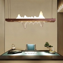 Mới Trung Quốc đèn chùm LED hiện đại tối giản nhà hàng Trung Quốc phong cách đèn chùm hình chữ nhật Đèn chùm hiện đại