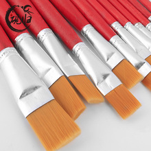Bàn chải bán buôn que màu đỏ nylon bàn chải tóc học sinh trẻ em cung cấp sơn acrylic sơn phấn Bàn chải